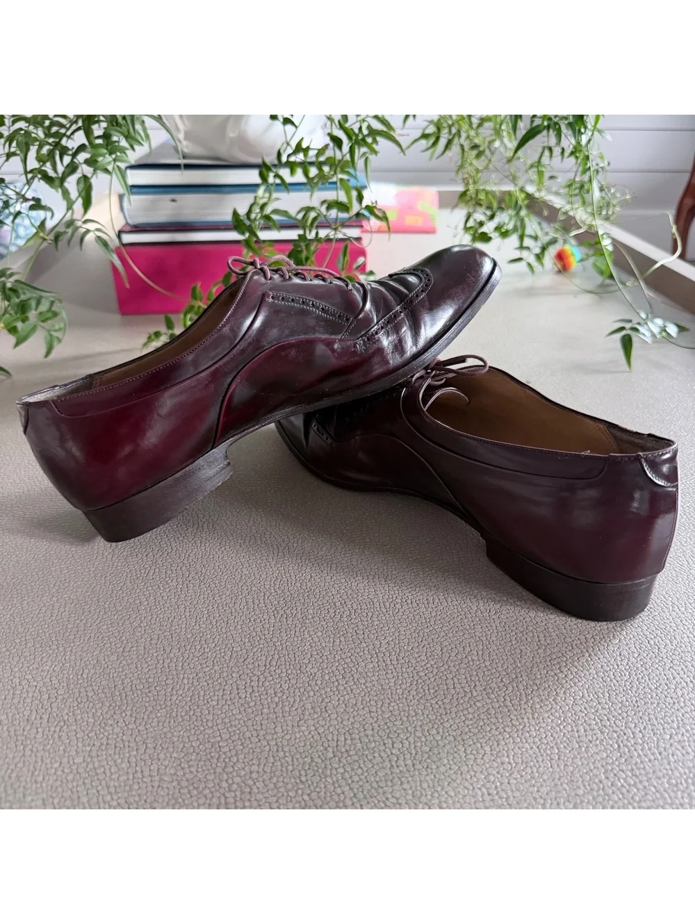 Men’s Bally Burgundy Leather Wingtip Oxford Shoes Size 7.5